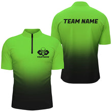 Load image into Gallery viewer, Black And Green Custom Skull Pickleball Shirts For Men, Halloween Pickleball Team Outfit IPHW7462