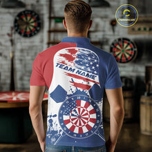 Load image into Gallery viewer, Custom Grunge US Flag Dart Polo Shirts For Men, Patriotic Dart Team League Shirt IPHW10020