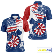 Load image into Gallery viewer, Custom Grunge US Flag Dart Polo Shirts For Men, Patriotic Dart Team League Shirt IPHW10020