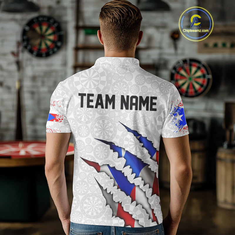 Custom Puerto Rico Flag Dart Team Polo Shirt For Men, Puerto Rico Dart Jerseys IPHW10021