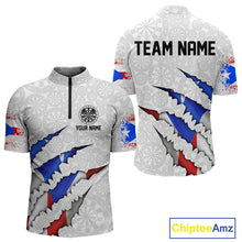 Load image into Gallery viewer, Custom Puerto Rico Flag Dart Team Quarter-Zip Shirt For Men, Puerto Rico Dart Jerseys IPHW10021