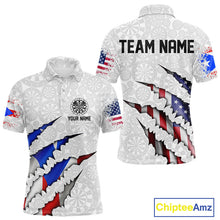 Load image into Gallery viewer, Custom Puerto Rico American Flag Dart Team Polo Shirt For Men, Patriotic Dart Jerseys IPHW10022