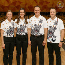 Load image into Gallery viewer, Custom Funny Pitbull Dog Bowling Men Polo Shirts, Dog Paw Print Bowler Outfit IPHW10249