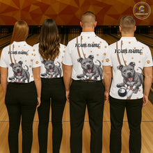 Load image into Gallery viewer, Custom Funny Pitbull Dog Bowling Men Polo Shirts, Dog Paw Print Bowler Outfit IPHW10249