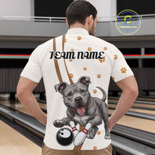 Load image into Gallery viewer, Custom Funny Pitbull Dog Bowling Men Quarter-Zip Shirts, Dog Paw Print Bowler Outfit IPHW10249