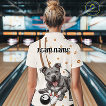Load image into Gallery viewer, Custom Funny Pitbull Dog Bowling Women Quarter-Zip Shirts, Dog Paw Print Bowler Outfit IPHW10249