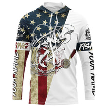 Load image into Gallery viewer, Personalized Vintage American Flag Bass Fishing Long Sleeve Shirts, Patriotic Bass Fishing Jerseys IPHW6063