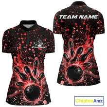 Load image into Gallery viewer, Custom Red Splatter Music Flame Bowling Women Quarter-Zip Shirt, Music Bowling Jerseys IPHW11003