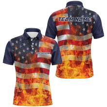 Load image into Gallery viewer, American Flag Flame Custom Unisex Bowling Team Shirts, Patriotic Bowling Team Jerseys IPHW6435