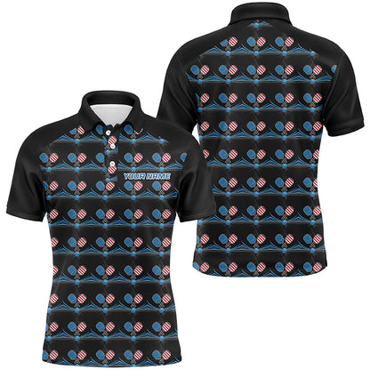 Custom American Flag Pickleball Polo Shirts For Men, Patriotic Pickleball Jerseys For Team IPHW6940