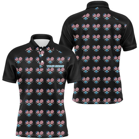 Personalized American Flag Pickleball Polo Shirts For Men, Patriotic Pickleball Jerseys For Team IPHW6941