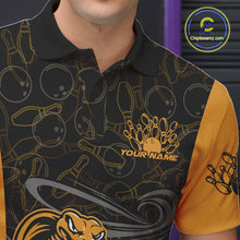 Load image into Gallery viewer, Custom Yellow Cobra Snake Bowling Team Men Polo Shirts, Bowling Pattern Shirt IPHW9703