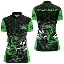 Load image into Gallery viewer, Custom Green Cobra Snake Bowling Team Women Quarter-Zip Shirts, Bowling Pattern Shirt IPHW9704