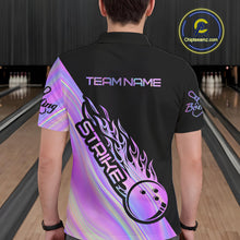 Load image into Gallery viewer, Custom Hologram Flame Strike Bowling Polo Shirts For Men, Bowling Team Bowler Outfit IPHW9858