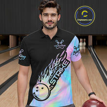 Load image into Gallery viewer, Custom Hologram Flame Strike Bowling Polo Shirts For Men, Bowling Team Bowler Outfit IPHW9859