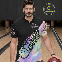 Load image into Gallery viewer, Custom Hologram Flame Strike Bowling Polo Shirts For Men, Bowling Team Bowler Outfit IPHW9860