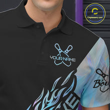 Load image into Gallery viewer, Custom Hologram Flame Strike Bowling Men Polo Shirt, Holographic Icy Crystal Bowling Shirt IPHW9862