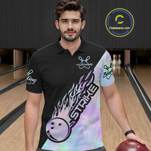 Load image into Gallery viewer, Custom Hologram Flame Strike Bowling Men Polo Shirt, Holographic Icy Crystal Bowling Shirt IPHW9863