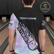 Load image into Gallery viewer, Custom Hologram Flame Strike Bowling Men Polo Shirt, Holographic Icy Crystal Bowling Shirt IPHW9863