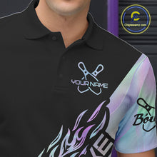 Load image into Gallery viewer, Custom Hologram Flame Strike Bowling Men Polo Shirt, Holographic Icy Crystal Bowling Shirt IPHW9863