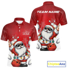 Load image into Gallery viewer, Custom Funny Santa Claus Christmas Bowling Men Polo Shirts, Xmas Team Bowling Outfit IPHW10116