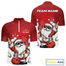 Load image into Gallery viewer, Custom Funny Santa Claus Christmas Bowling Men Quarter-Zip Shirts, Xmas Team Bowling Outfit IPHW10116