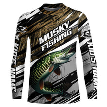 Load image into Gallery viewer, Musky Fishing Grass Camo Custom Long Sleeve Shirts, Muskie Uv Protection Tournament Fishing Jerseys IPHW6080