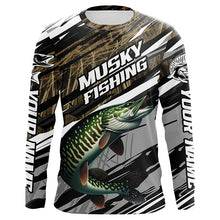 Load image into Gallery viewer, Musky Fishing Grass Camo Custom Long Sleeve Shirts, Muskie Uv Protection Tournament Fishing Jerseys IPHW6080
