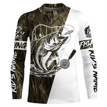 Load image into Gallery viewer, Custom Bass Fishing Tattoo Grass Camo Long Sleeve Tournament Fishing Shirts, Bass Fishing Jerseys IPHW6085