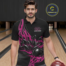 Load image into Gallery viewer, Custom Pink Flame Bowling Men Polo Shirt, Team Jerseys Bowling League Shirt IPHW11284