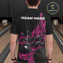 Load image into Gallery viewer, Custom Pink Flame Bowling Men Polo Shirt, Team Jerseys Bowling League Shirt IPHW11284