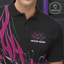 Load image into Gallery viewer, Custom Pink Flame Bowling Men Polo Shirt, Team Jerseys Bowling League Shirt IPHW11284