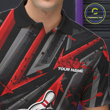 Load image into Gallery viewer, Black And Red Funny Custom Bowling Jerseys, Cool Bowling Polo Shirts For Men IPHW9361