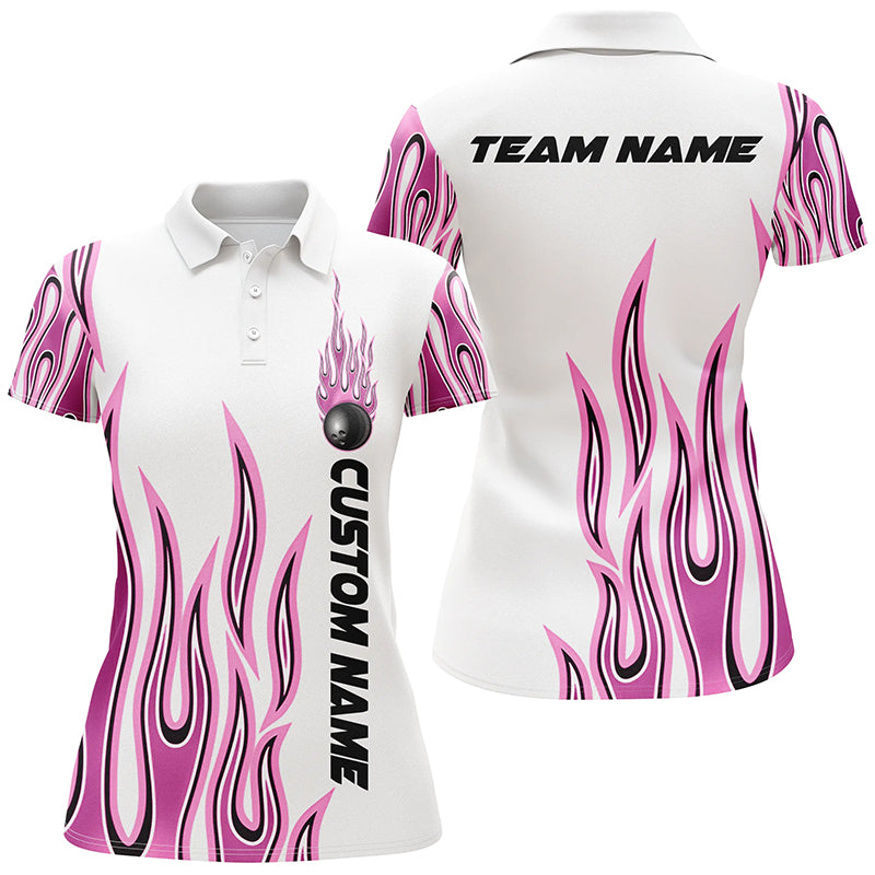 Personalized Flame Bowling Shirts For Women, Bowling Ball Custom Bowling Team Shirt IPHW4985