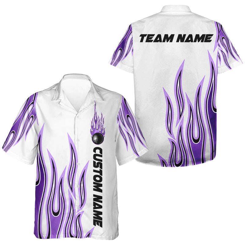 Personalized Flame Bowling Hawaiian Shirts For Men, Bowling Ball Custom Team Shirt IPHW4986