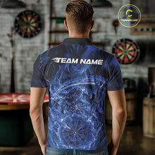 Load image into Gallery viewer, Custom Black And Blue Flame Grim Reaper Dart Team Men Polo Shirts, Halloween Otufit IPHW10036