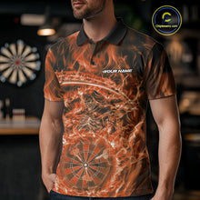 Load image into Gallery viewer, Custom Black And Orange Flame Grim Reaper Dart Team Men Polo Shirts, Halloween Otufit IPHW10037