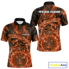Load image into Gallery viewer, Custom Black And Orange Flame Grim Reaper Dart Team Men Polo Shirts, Halloween Otufit IPHW10037