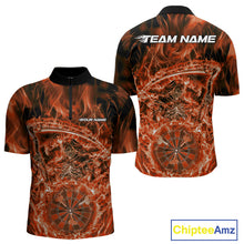 Load image into Gallery viewer, Custom Black And Orange Flame Grim Reaper Dart Team Men Quarter-Zip Shirts, Halloween Otufit IPHW10037