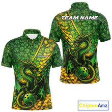 Load image into Gallery viewer, Custom St Patricks Day Dragon Bowling Shirt, Golden Coins And Shamrock Saint Paddy Bowling League Shirt IPHW10506