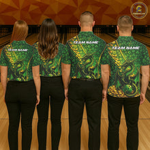 Load image into Gallery viewer, Custom St Patricks Day Dragon Bowling Shirt, Golden Coins And Shamrock Saint Paddy Bowling League Shirt IPHW10506