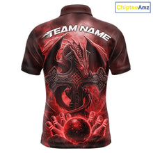 Load image into Gallery viewer, Custom Red Flame Celtic Cross Dragon Bowling Team Shirts, Faith Bowling Tournament Shirts IPHW10508