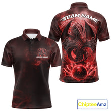 Load image into Gallery viewer, Custom Red Flame Celtic Cross Dragon Bowling Team Shirts, Faith Bowling Tournament Shirts IPHW10508