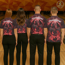 Load image into Gallery viewer, Custom Red Flame Celtic Cross Dragon Bowling Team Shirts, Faith Bowling Tournament Shirts IPHW10508