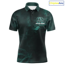 Load image into Gallery viewer, Custom Turquoise Blue Flame Celtic Cross Dragon Bowling Team Shirts, Faith Bowling Tournament Shirts IPHW10509