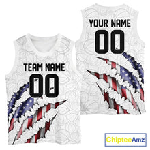 Load image into Gallery viewer, Custom Patriotic US Flag Basketball Jerseys, Personalized Name Number Basketball Team Shirt IPHW10510