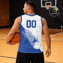Load image into Gallery viewer, Blue Flame Basketball Ball Team Shirts, Custom Name Team Name Basketball Jerseys IPHW10512
