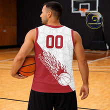 Load image into Gallery viewer, Red Flame Basketball Ball Team Shirts, Custom Name Team Name Basketball Jerseys IPHW10513