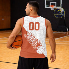 Load image into Gallery viewer, Orange Flame Basketball Ball Team Shirts, Custom Name Team Name Basketball Jerseys IPHW10515