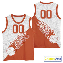 Load image into Gallery viewer, Orange Flame Basketball Ball Team Shirts, Custom Name Team Name Basketball Jerseys IPHW10515